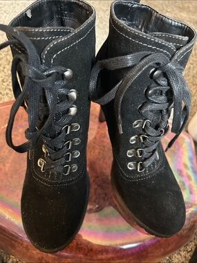 Mossimo Supply Co. Black Lace-Up Suede Ankle Boots